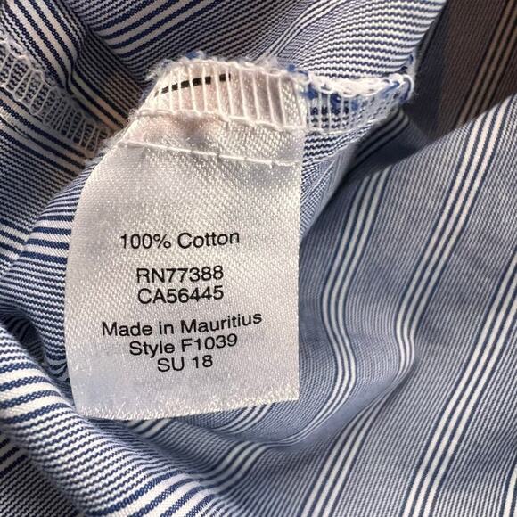 J. Crew Blue Striped Short Sleeve Popover Shirt.  Cotton  Size Medium - Picture 8 of 8